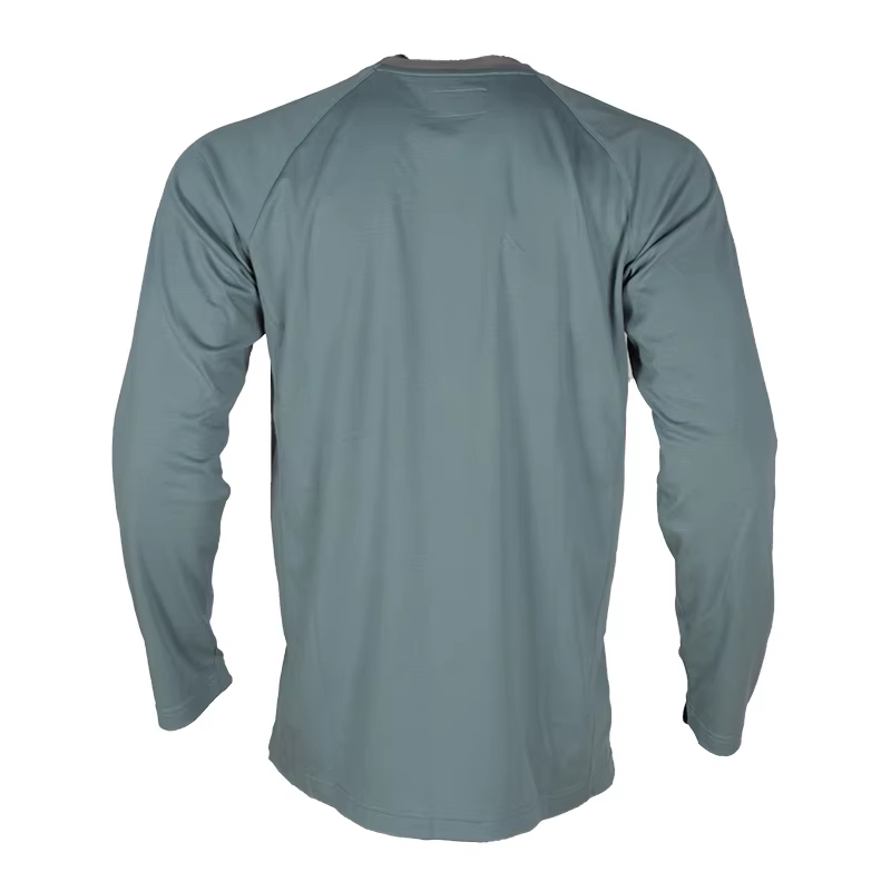 Custom Logo Quick Dry Long Sleeve Performance T-Shirt Contrast Raglan Sleeves Lightweight Outdoor Working Uniform Factory Direct Supply