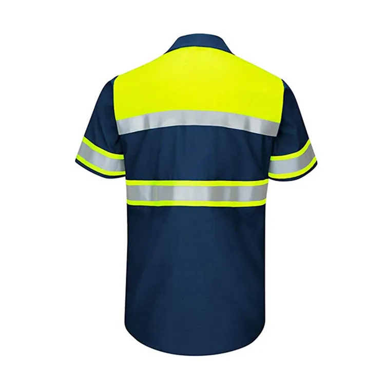 Uniforme de trabajo personalizado con cinta reflectante de seguridad, camisa de trabajo de manga corta, uniforme de trabajo