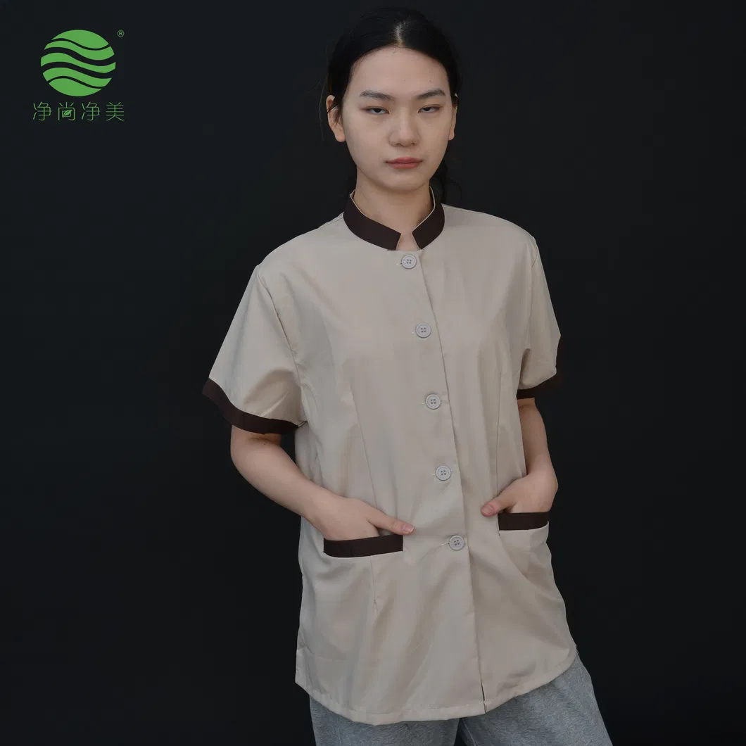 Uniforme de limpieza personalizado para el personal del hotel, ropa de servicio de limpieza de poliéster y algodón