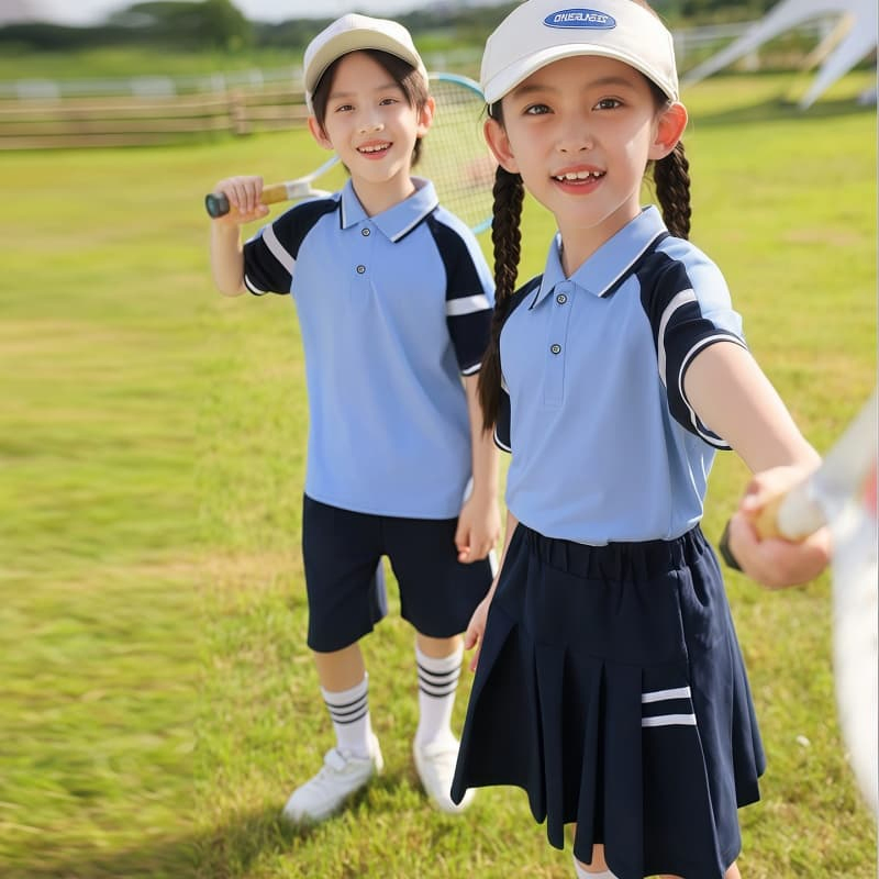 Conjunto de uniforme escolar personalizado para niños, ropa deportiva transpirable de verano