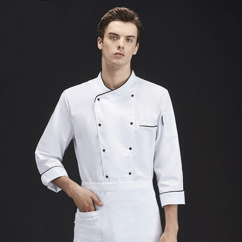 Uniforme de chef personalizado OEM para hombres, chaqueta de cocina para hotel, ropa de trabajo con logo para suministro al por mayor