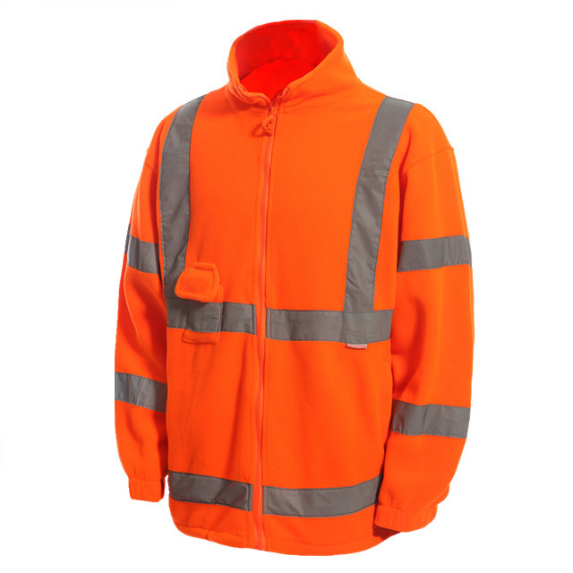 Ropa de trabajo personalizada de invierno unisex duradera y de alta visibilidad al aire libre, chaqueta de polar cálido con cinta reflectante, uniforme profesional