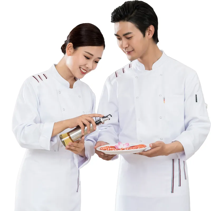 Chaqueta de chef de manga larga profesional para hombres, uniforme de restaurante, ropa de cocina para panadería, café, hotel y camarero