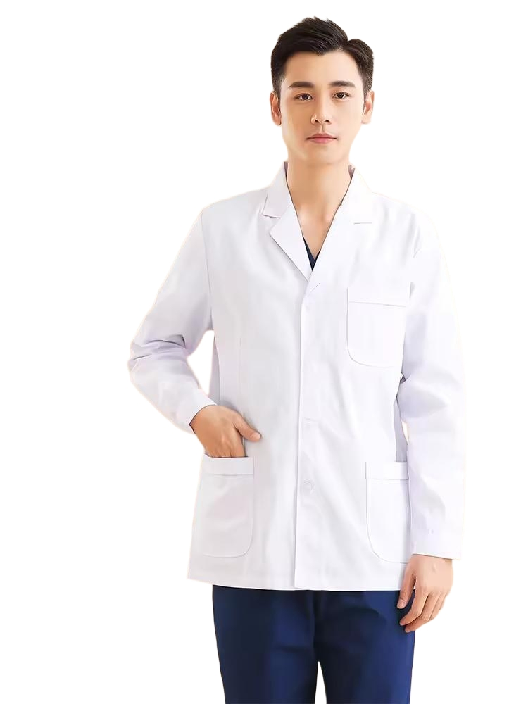 Servicio OEM Bata Blanca Gown de Manga Larga Tops Uniforme Dental Dentista Hospital Ropa para Uso en Oficina de Laboratorio