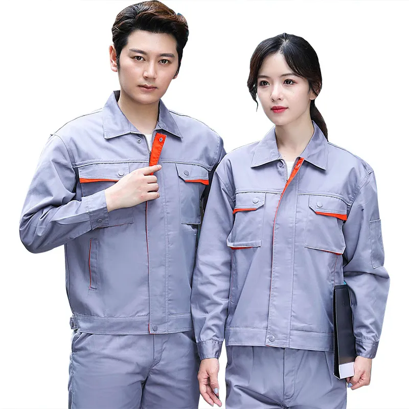 Ropa de trabajo industrial de manga larga con múltiples bolsillos para seguridad