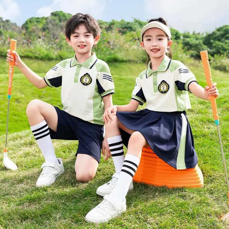 Falda de uniforme escolar y camiseta polo para niños deportivos personalizada de OEM en China