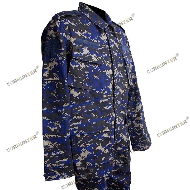Uniforme táctico de entrenamiento al aire libre de camuflaje para hombres, chaqueta y pantalones tácticos, uniforme de seguridad de entrenamiento, uniforme digital marino azul marino personalizado de Ghana