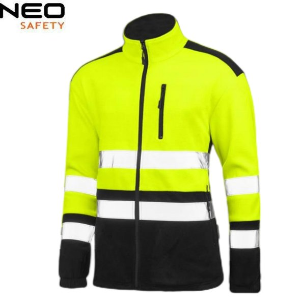 Ropa de trabajo personalizada de invierno unisex duradera y de alta visibilidad al aire libre, chaqueta de polar cálido con cinta reflectante, uniforme profesional
