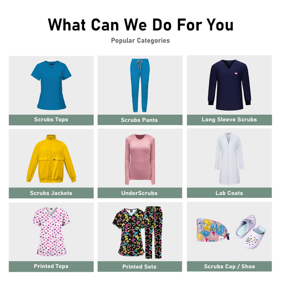 Uniforme de enfermera cómodo con spandex de cuatro direcciones, scrubs médicos profesionales, conjuntos de scrubs de lujo personalizados para mujeres