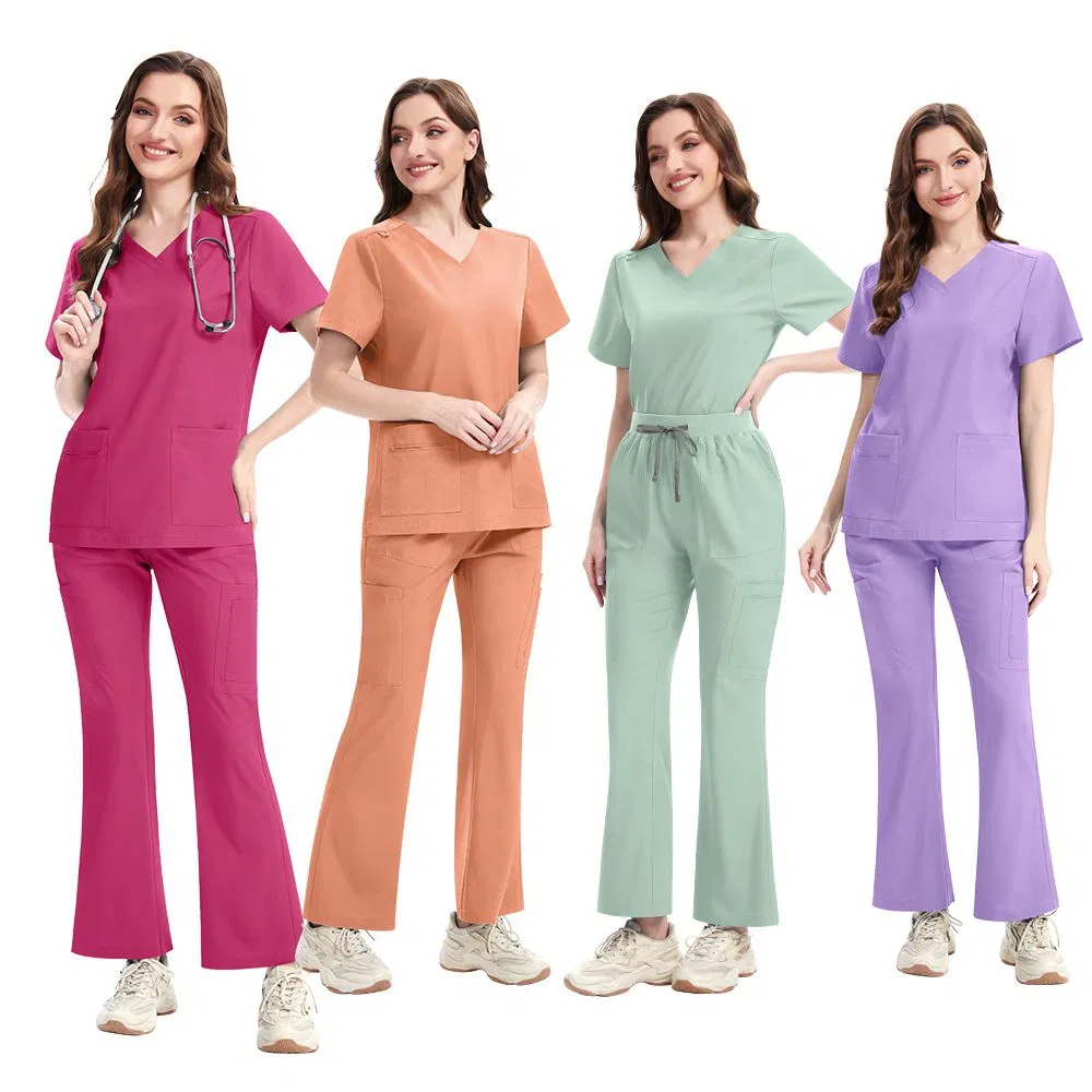 Uniforme de Scrubs para Doctor de Enfermería Medicina Dental Hospital de Mascotas a la Moda 2 Conjunto de Jogger de Spandex Personalizado