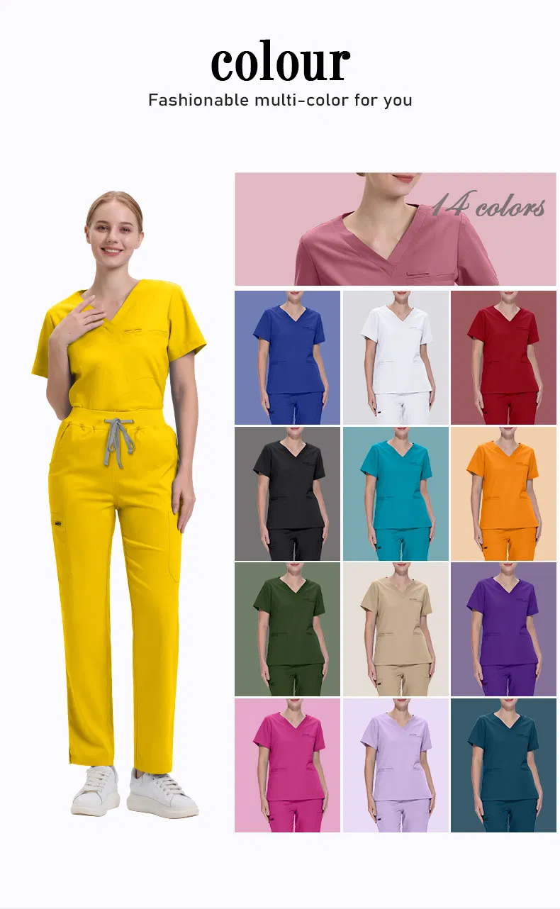 Diseño de cuello en V ergonómico para scrubs