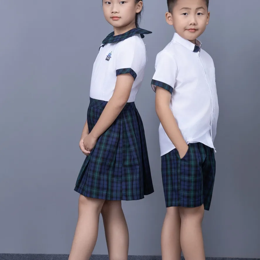 Uniforme escolar elástico de alta calidad al por mayor para escuela primaria