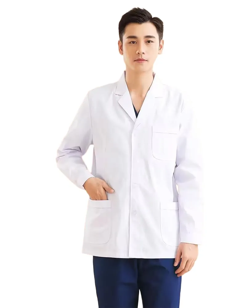 Servicio OEM Bata Blanca Gown de Manga Larga Tops Uniforme Dental Dentista Hospital Ropa para Uso en Oficina de Laboratorio