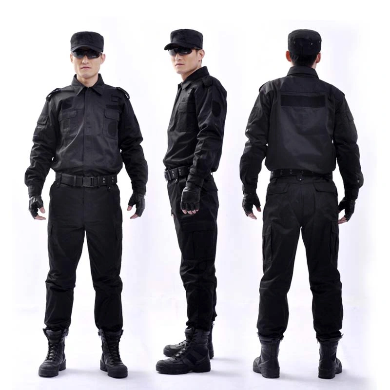 Ropa de uniforme negra de algodón para entrenamiento de combate, traje de seguridad duradero para guardias de seguridad