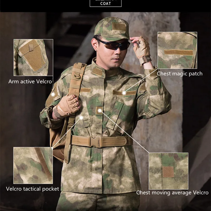 Uniforme táctico de camuflaje de poliéster y algodón resistente estilo Acu para hombres, venta directa de fábrica, conjunto de uniforme Acu de camuflaje Multicam de alta calidad