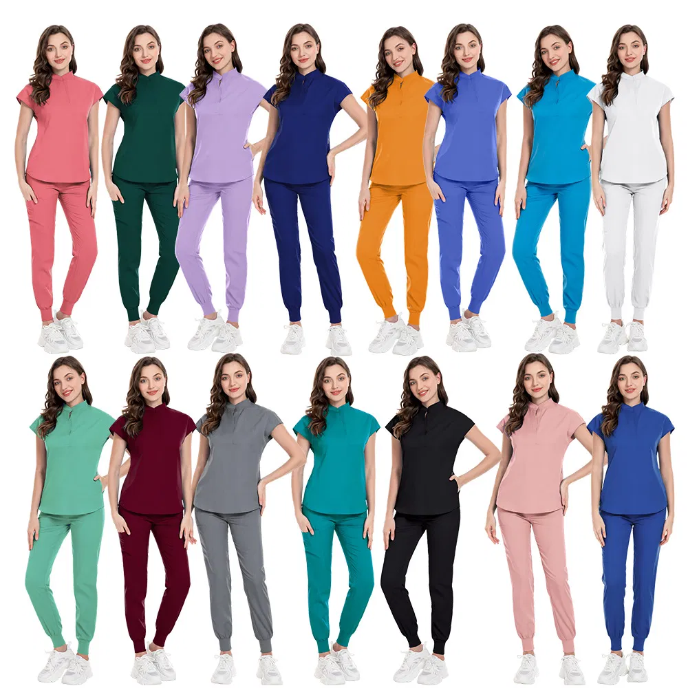 Conjunto de uniforme de enfermería profesional para hospital, joggers transpirables y suaves, uniforme de scrubs