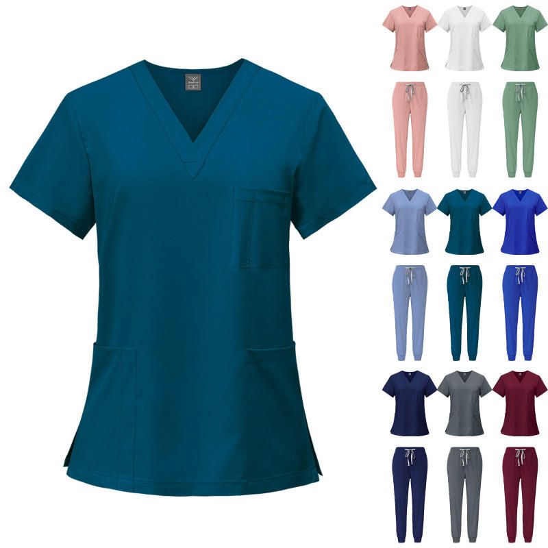 Nuevo diseño de uniforme médico para enfermeros y enfermeras, ropa quirúrgica de secado rápido de manga corta, ropa de trabajo para enfermeros en hospitales
