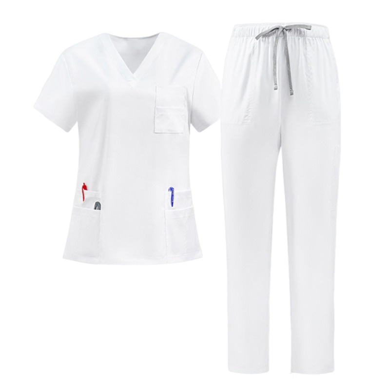 Uniforme de trabajo de enfermería cómodo para hombres, uniforme de scrubs suave, traje de doctor y enfermero, uniforme de scrubs con cuello en V, interior elástico