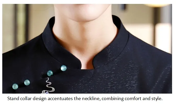 Uniforme corto de manga bordado y elegante para el personal de restaurante chino