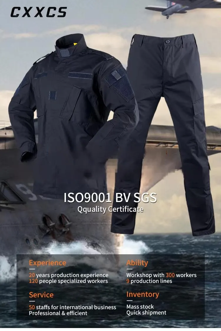 Uniforme de guardia de seguridad de camuflaje estilo ACU en azul oscuro de ripstop