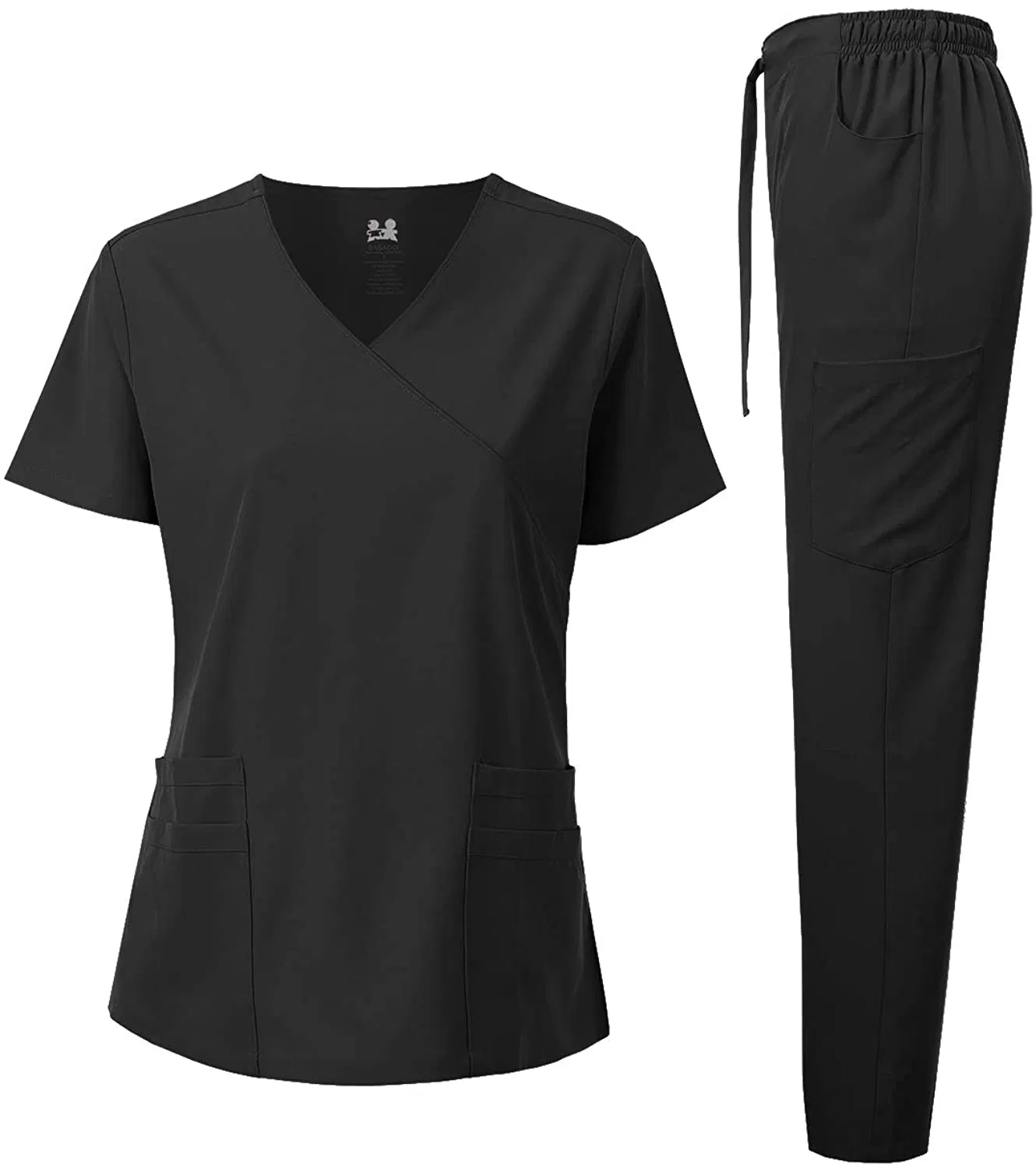 Conjunto de Uniformes de Scrubs Médicos al por Mayor, Top de Cuello en V, Pantalones Cargo, Uniformes de Enfermería en el Sector Salud, Ropa de Trabajo con Múltiples Bolsillos para Hospital