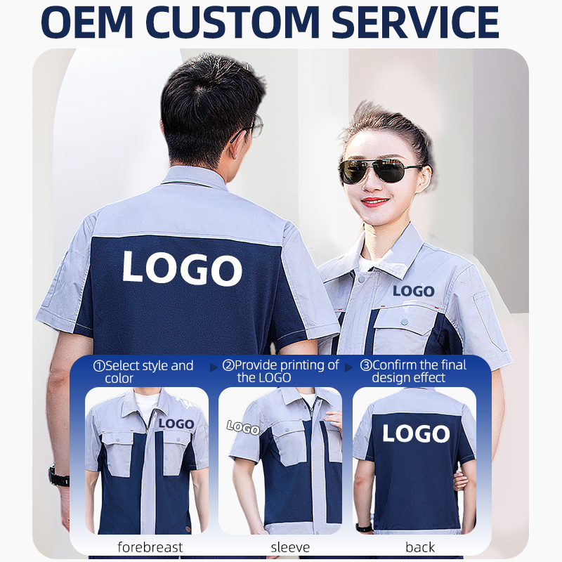 MOQ al por mayor 100 Tela CVC lijada Camiseta de verano de manga corta Ropa de trabajo personalizada 150GSM Ropa de fábrica industrial