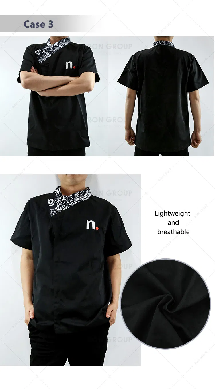 Chaqueta de uniforme de chef negra al por mayor