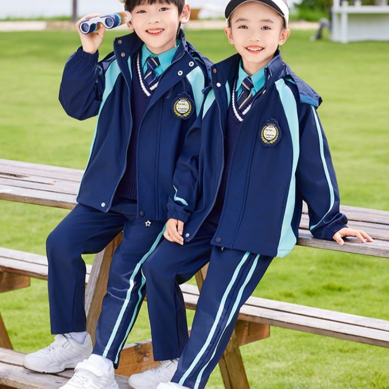 Conjuntos de uniformes escolares personalizados para niños, chaquetas, pantalones y chándales en combinación de colores
