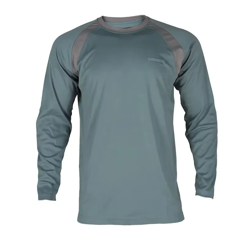 Custom Logo Quick Dry Long Sleeve Performance T-Shirt Contrast Raglan Sleeves Lightweight Outdoor Working Uniform Factory Direct Supply