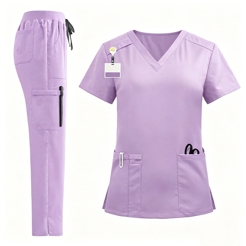 Conjuntos de uniformes de scrubs elásticos de moda para mujeres, blusas y pantalones, trajes con logo personalizado para hospitales, uniformes médicos para enfermeras, conjuntos de scrubs