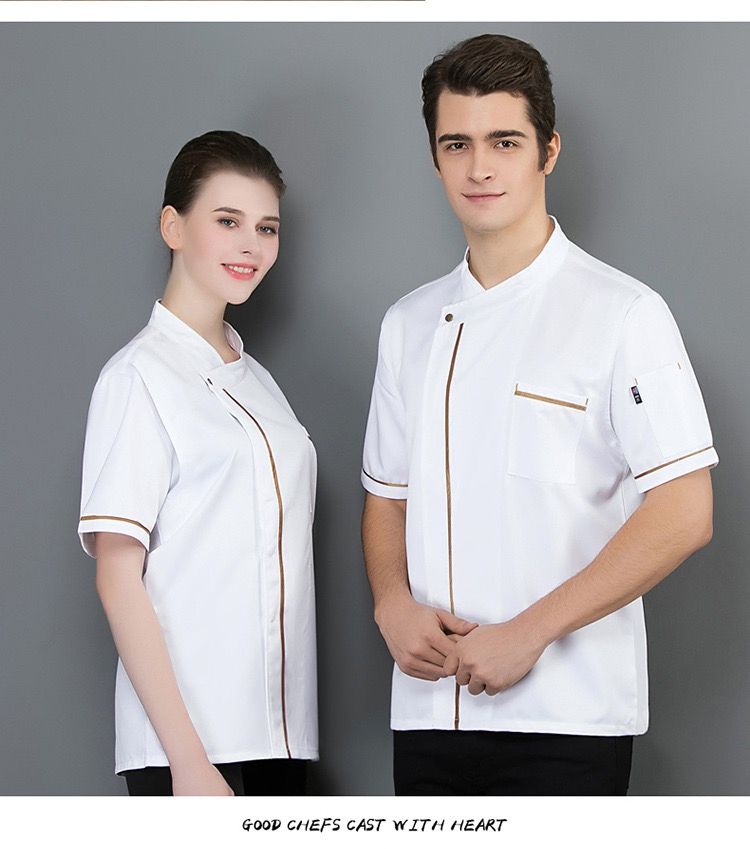 Camisa de cocinero de manga corta Phnom Penh, uniforme de verano para restaurante y hotel