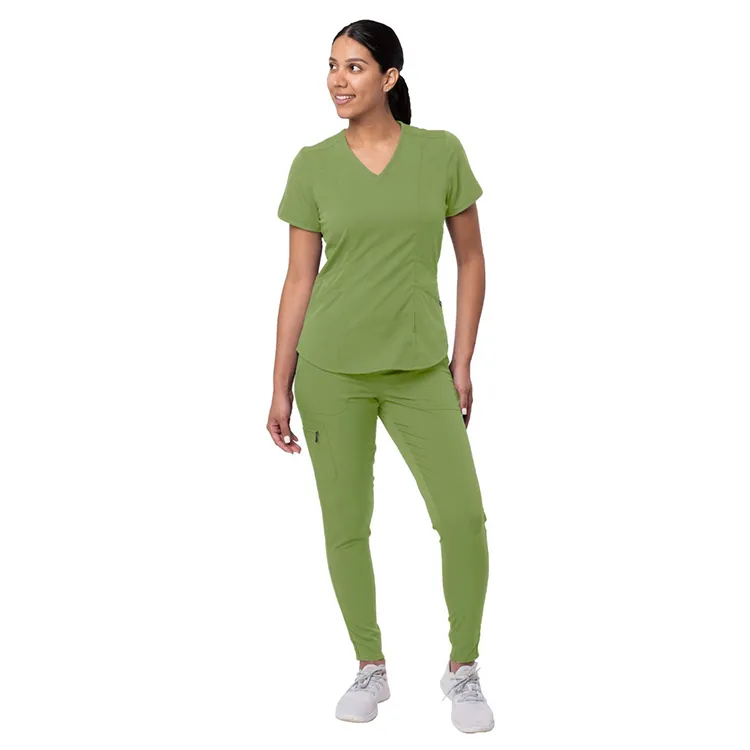 Conjunto de Scrubs Túnica Uniforme SPA Moda Scrubs Joggers Atléticos Traje Uniformes Médicos