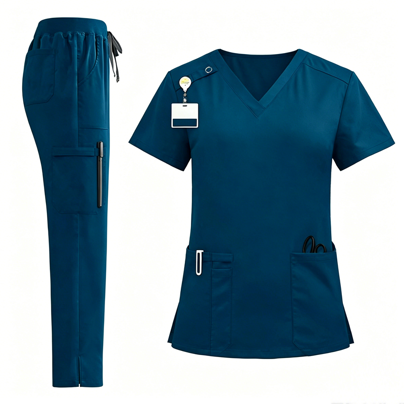 Conjuntos de uniformes de scrubs elásticos de moda para mujeres, blusas y pantalones, trajes con logo personalizado para hospitales, uniformes médicos para enfermeras, conjuntos de scrubs