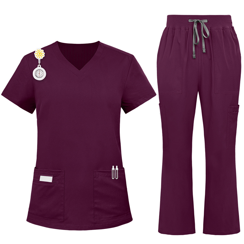 Diseño de moda personalizado europeo americano, ropa de trabajo para SPA, estilo de yoga, suave y transpirable, uniforme de esteticista para hospital, scrubs de lavado a mano