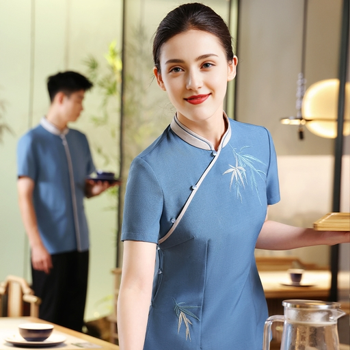Uniforme de camarera de restaurante chino antiestático de doble uso para cocina, corredor de alimentos y vestimenta de trabajo para recepción de hotel