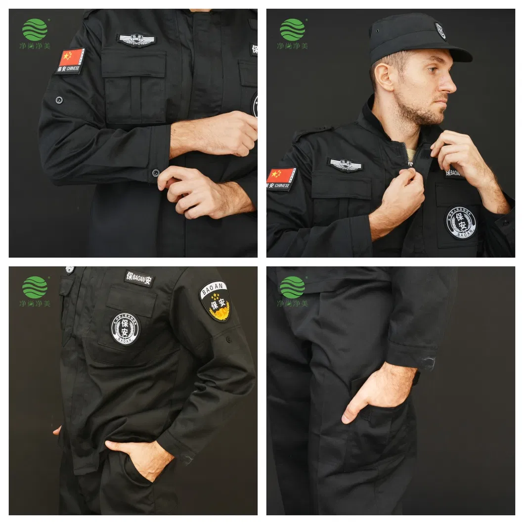 Fotos detalladas del uniforme de seguridad táctica