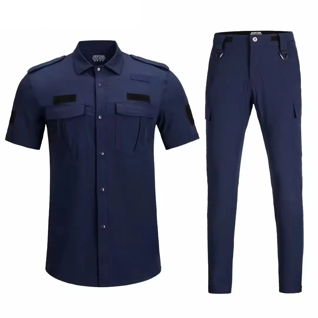 Uniformes de Seguridad Tácticos Azul Marino - Camisas de Trabajo de Manga Larga con Cierre Completo para Equipos de Patrulla de Hombres y Mujeres