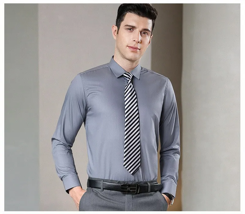 Camisa de manga larga sin plancha con logo personalizado para hombres y mujeres, camisas de oficina, uniforme de negocios