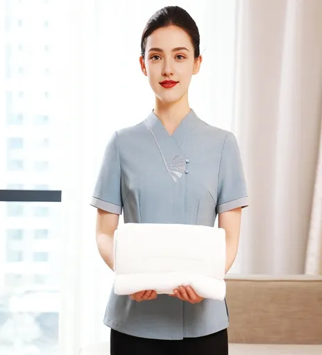 Uniforme de personal de limpieza con logo impreso personalizado para limpieza de oficinas