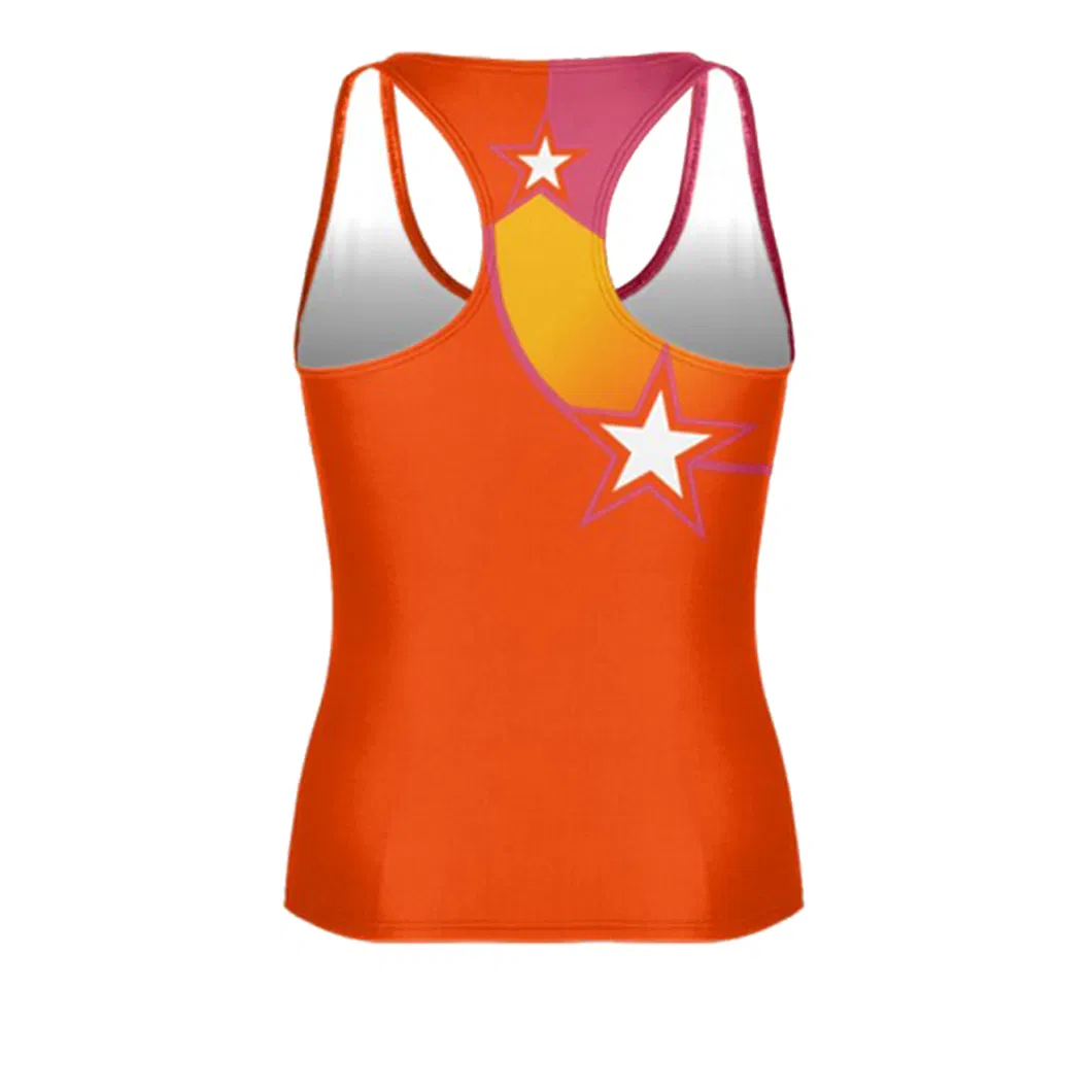 Ropa de animación personalizada, camisetas sin mangas para práctica deportiva, uniforme de animación por sublimación