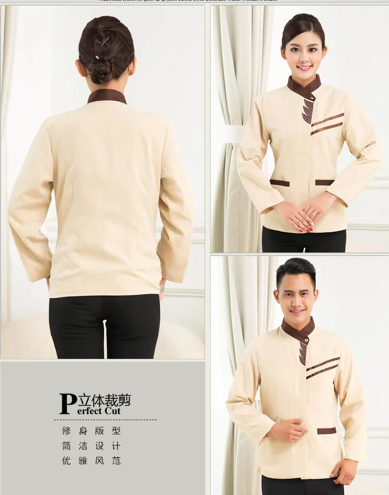 Uniforme de trabajo para camareros de restaurante y hotel de nuevo diseño de alta calidad