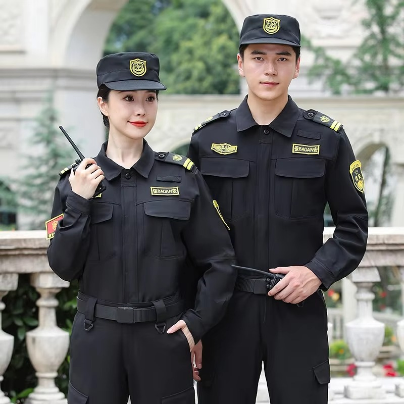 Uniformes de Seguridad Tácticos Azul Marino - Camisas de Trabajo de Manga Larga con Cierre Completo para Equipos de Patrulla de Hombres y Mujeres