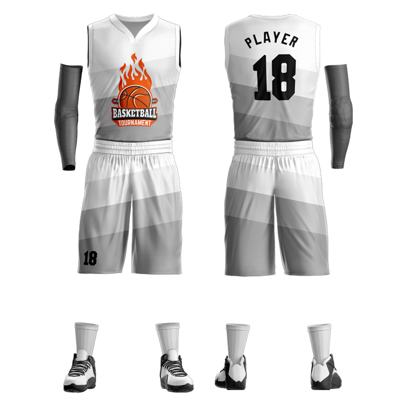 Uniforme de baloncesto sublimado personalizado en blanco