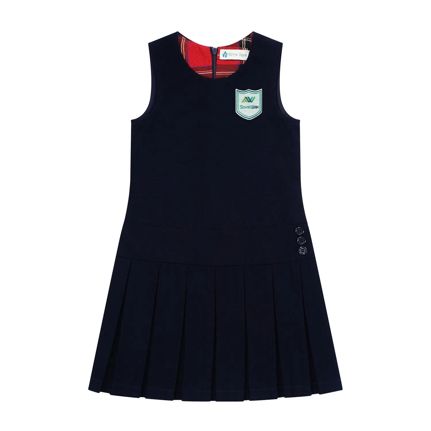 Vestido de niña estilo británico, peto a cuadros azul marino, vestido escolar uniforme