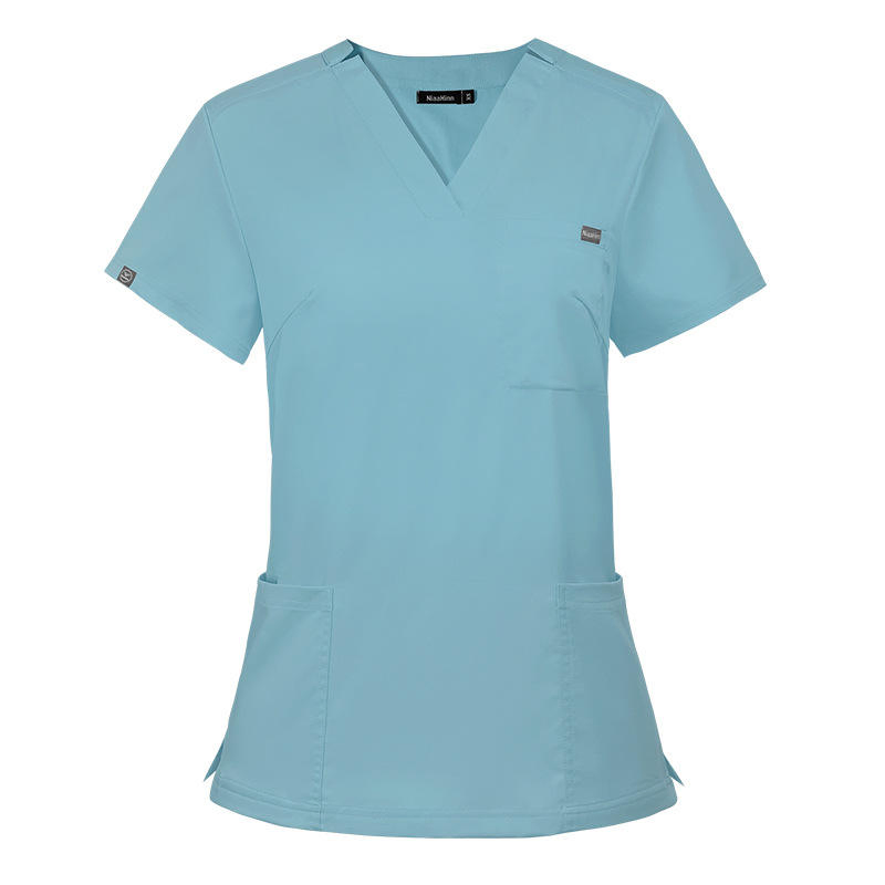 Uniformes de enfermera para hospitales, uniforme de enfermería para mujeres y hombres, camisetas de manga corta con cuello en V, conjunto de scrubs elásticos, parte superior y pantalones con múltiples bolsillos