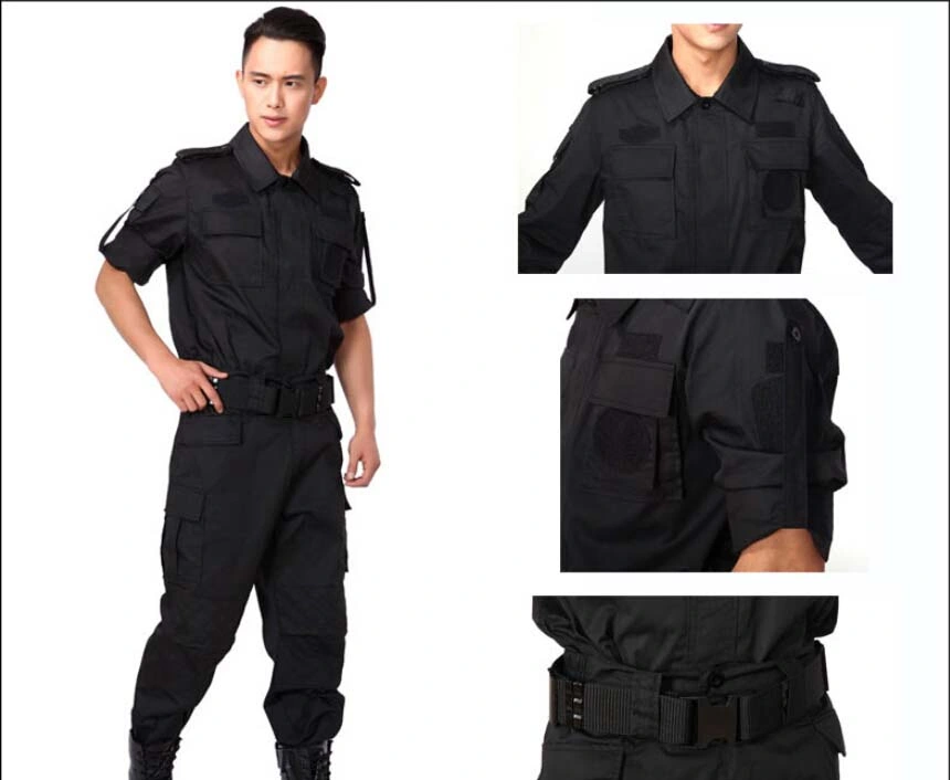 Ropa de uniforme negra de algodón para entrenamiento de combate, traje de seguridad duradero para guardias de seguridad