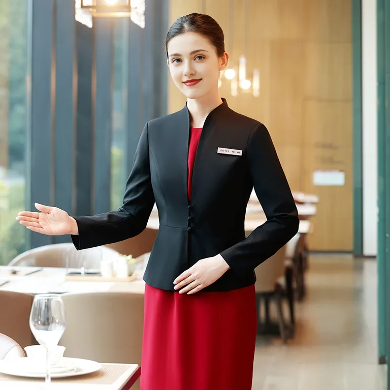 Vestido de recepción de traje profesional para mujeres, uniforme de gerente de manga larga para el personal del hotel