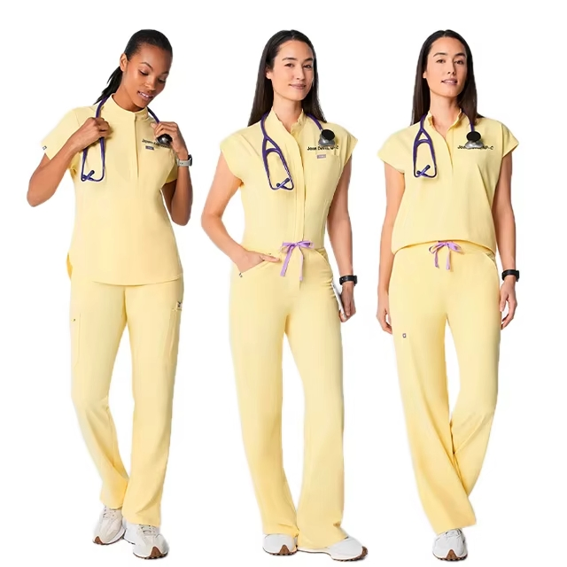 Uniforme de hospital cómodo para enfermería al por mayor, uniforme de tejido transpirable de spandex y algodón, conjuntos de uniforme de diseño moderno