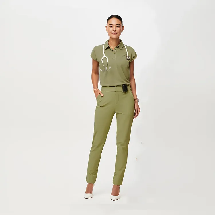 Conjuntos de uniformes de polo con hombros caídos, scrubs elásticos, uniforme médico, scrubs de hospital, scrubs de enfermería