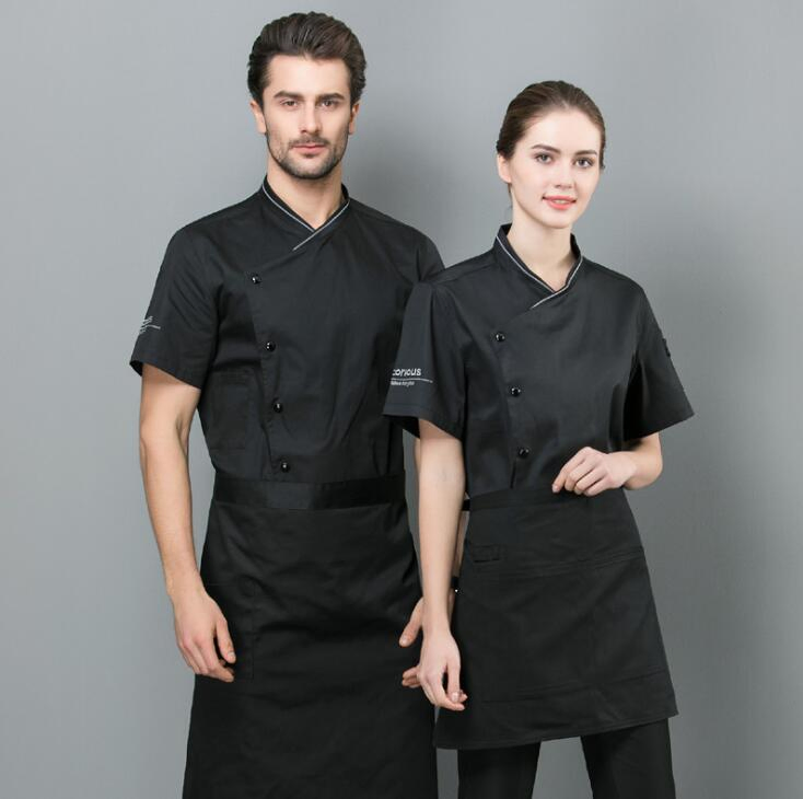 Manga Corta de bordado de uniformes de Chef del hotel Restaurante uniforme de Cocina